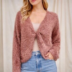Sage The Label ‘Twisted Faux Angora Reversible Sweater’ in Dusty Rose Size M
